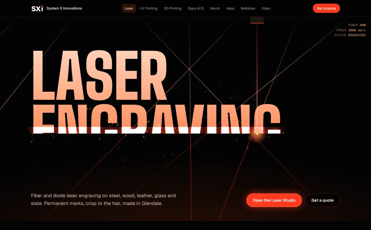 SXI laser engraving page